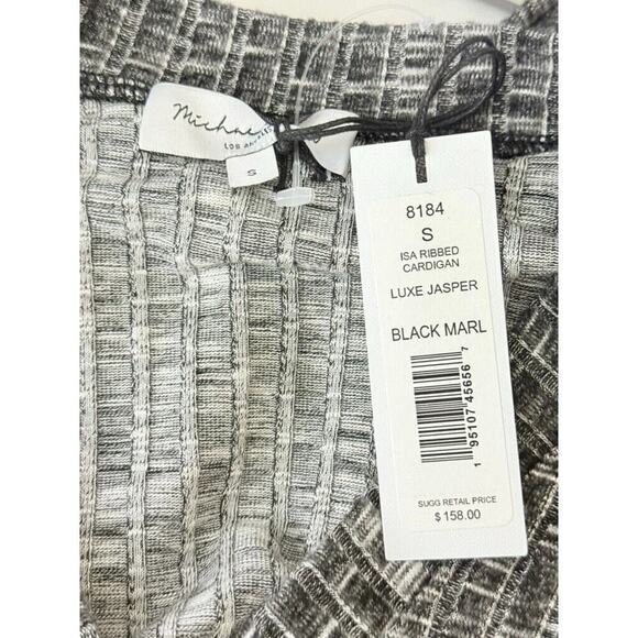 Michael Stars Duster Rib Cardigan Sleek Midi Dress Luxe Jasper Gray S Waist Tie - Picture 7 of 9